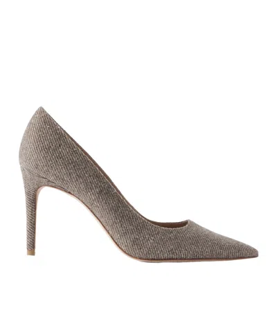 Stuart Weitzman Stuart Power Twill Pumps In Brown