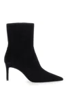 Stuart Weitzman Black Ankle Boots With Stiletto Heel And Zip Closure On The Side In Suede Woman In Black