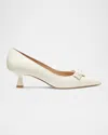 Stuart Weitzman Stuart Rosie Calfskin Kitten Pumps In Cream
