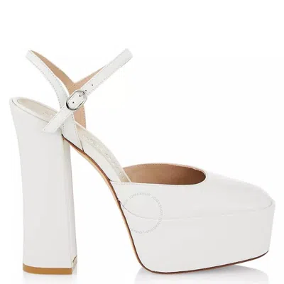 Stuart Weitzman Skyhigh 145 Leather Platform Pumps In White