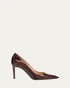 Stuart Weitzman Stuart Tortoise Patent Leather Pumps In Dark Brown