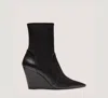 Stuart Weitzman Stuart Wedge 85 Sock Bootie In Black