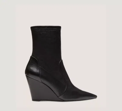 Stuart Weitzman Stuart Wedge 85 Sock Bootie In Black