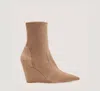 Stuart Weitzman Stuart Wedge 85 Sock Booties In Cashmere