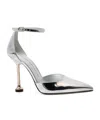 Stuart Weitzman Ankle-strap Leather Pumps In Silver