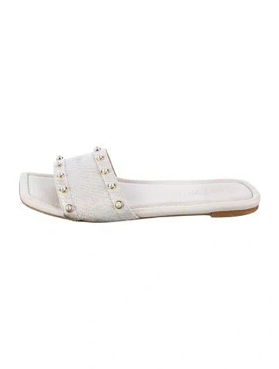 Pre-owned Stuart Weitzman Studded Accents Slides In White
