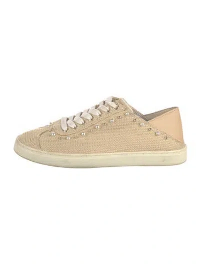 Pre-owned Stuart Weitzman Studded Accents Sneakers In Neutrals