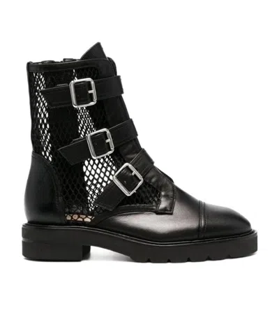 Stuart Weitzman Studded Leather Boots In Black