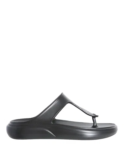 Stuart Weitzman Stuflex T-strap Slide Sandal In Black