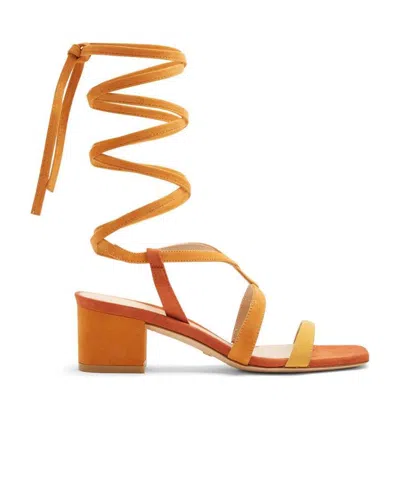 Stuart Weitzman Sue Ankle-tied Sandals In Orange