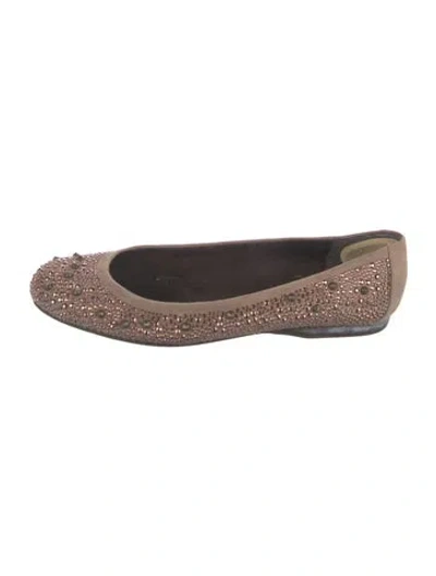 Pre-owned Stuart Weitzman Suede Animal Print Ballet Flats In Brown