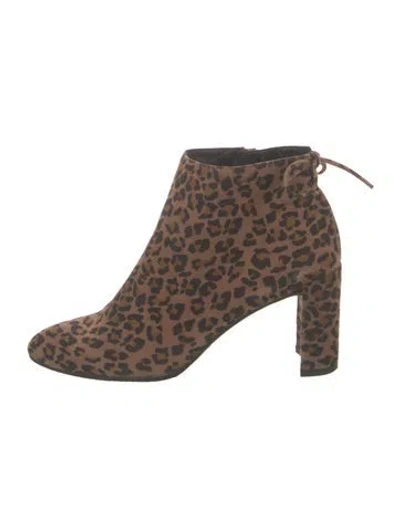 Pre-owned Stuart Weitzman Suede Animal Print Boots In Brown