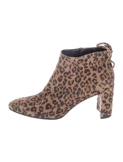 Pre-owned Stuart Weitzman Suede Animal Print Boots In Brown