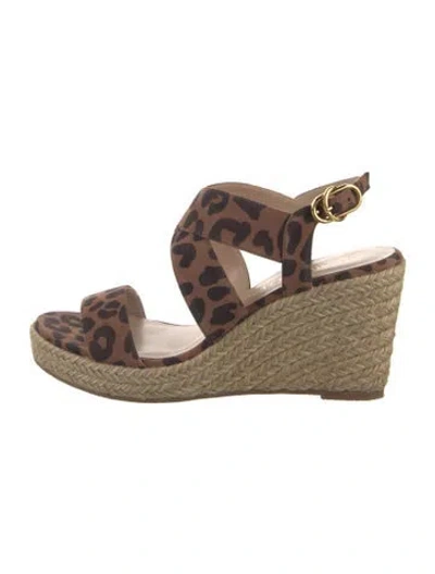 Pre-owned Stuart Weitzman Suede Animal Print Espadrilles In Brown