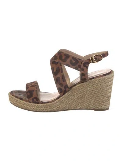 Pre-owned Stuart Weitzman Suede Animal Print Espadrilles In Brown