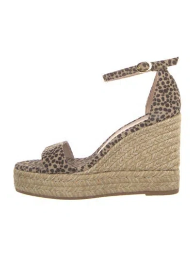 Pre-owned Stuart Weitzman Suede Animal Print Espadrilles In Neutrals