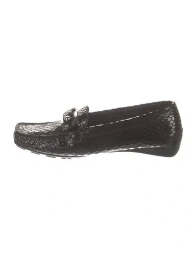Pre-owned Stuart Weitzman Suede Animal Print Loafers In Black