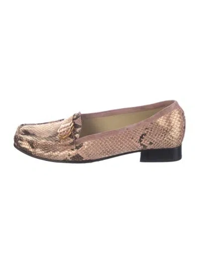 Pre-owned Stuart Weitzman Suede Animal Print Loafers In Pink