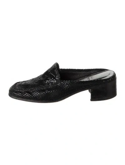 Pre-owned Stuart Weitzman Suede Animal Print Mules In Black