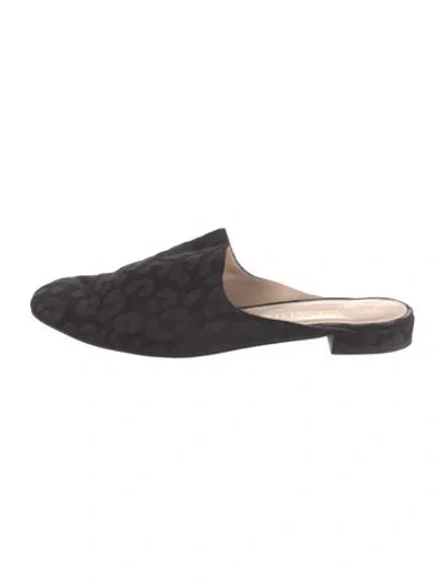 Pre-owned Stuart Weitzman Suede Animal Print Mules In Black