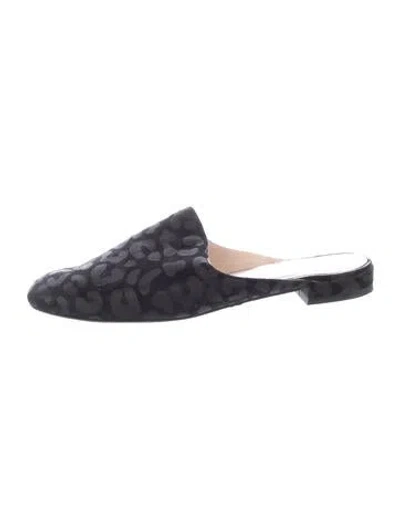 Pre-owned Stuart Weitzman Suede Animal Print Mules In Blue