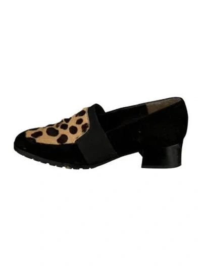 Pre-owned Stuart Weitzman Suede Animal Print Pumps In Black