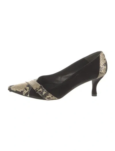 Pre-owned Stuart Weitzman Suede Animal Print Pumps In Black