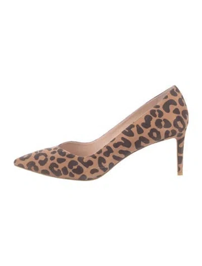 Pre-owned Stuart Weitzman Suede Animal Print Pumps In Brown