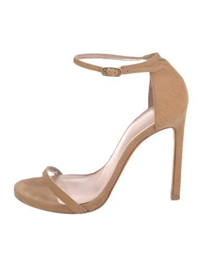 Pre-owned Stuart Weitzman Suede Animal Print Sandals In Neutrals