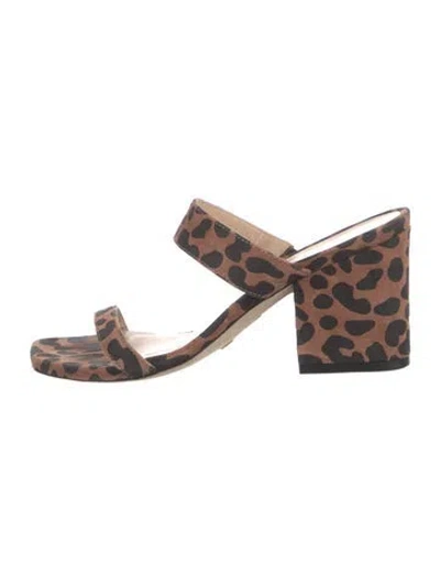 Pre-owned Stuart Weitzman Suede Animal Print Slides In Neutral