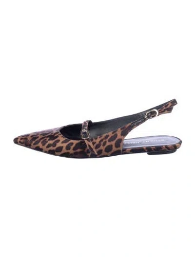 Pre-owned Stuart Weitzman Suede Animal Print Slingback Flats In Blue