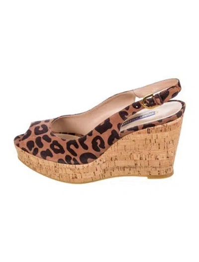 Pre-owned Stuart Weitzman Suede Animal Print Slingback Pumps In Neutral