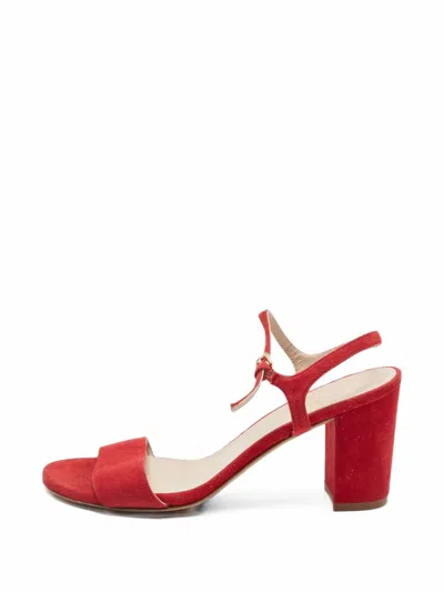 Pre-owned Stuart Weitzman Suede Ankle Strap Sandals In Red