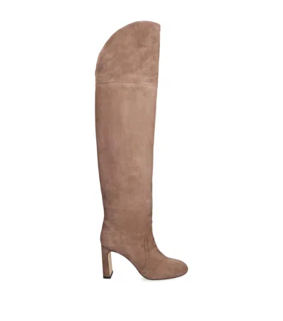 Stuart Weitzman Suede Babette Tubo Over-the-knee-boots 85 In Brown