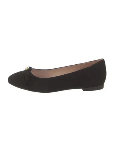Pre-owned Stuart Weitzman Suede Ballet Flats In Black