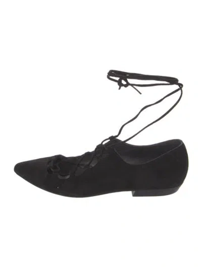 Pre-owned Stuart Weitzman Suede Ballet Flats In Black