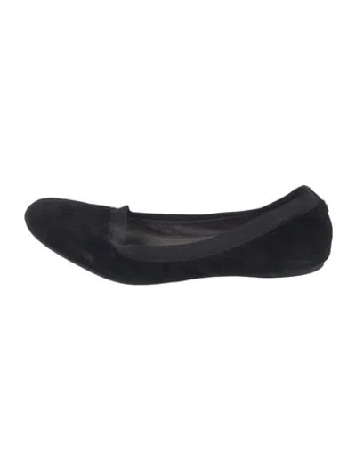 Pre-owned Stuart Weitzman Suede Ballet Flats In Black