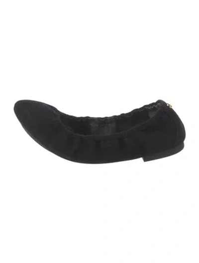 Pre-owned Stuart Weitzman Suede Ballet Flats In Black
