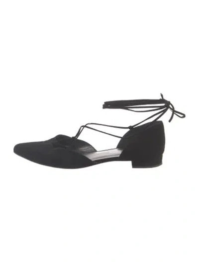 Pre-owned Stuart Weitzman Suede Ballet Flats In Black