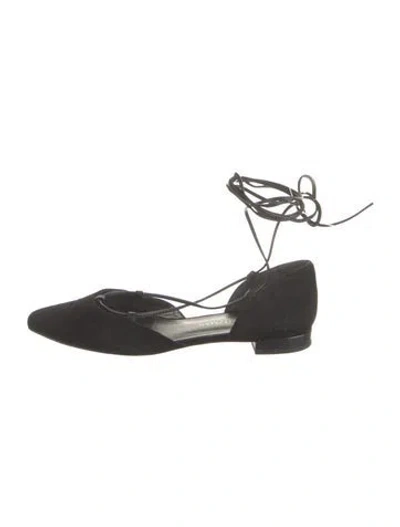 Pre-owned Stuart Weitzman Suede Ballet Flats In Black