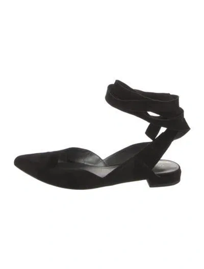 Pre-owned Stuart Weitzman Suede Ballet Flats In Black