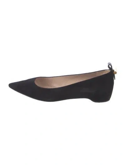 Pre-owned Stuart Weitzman Suede Ballet Flats In Black/blue