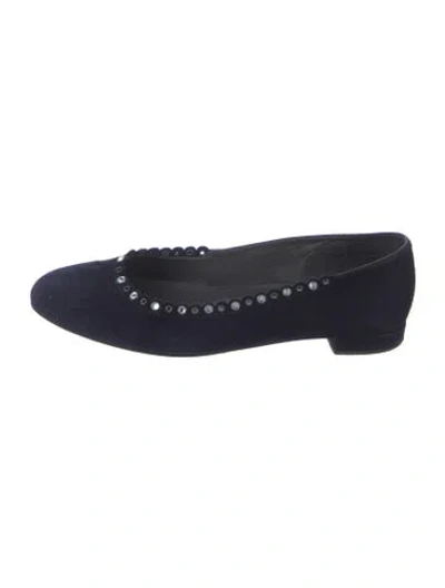 Pre-owned Stuart Weitzman Suede Ballet Flats In Blue