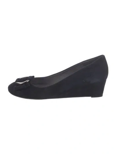Pre-owned Stuart Weitzman Suede Ballet Flats In Blue