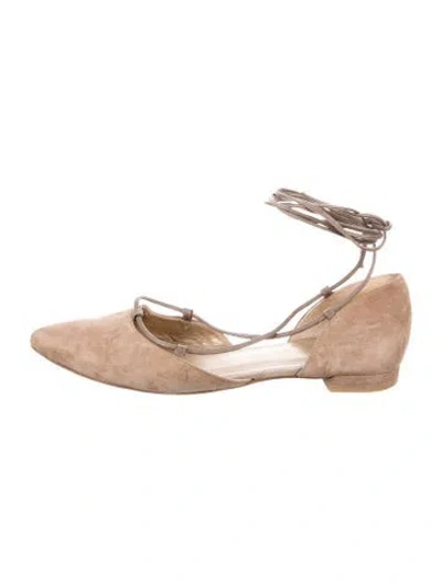 Pre-owned Stuart Weitzman Suede Ballet Flats In Neutrals