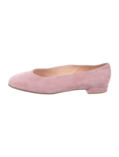Pre-owned Stuart Weitzman Suede Ballet Flats In Pink