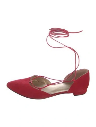 Pre-owned Stuart Weitzman Suede Ballet Flats In Red