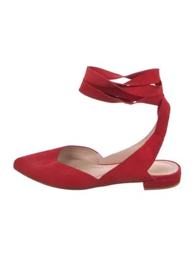 Pre-owned Stuart Weitzman Suede Ballet Flats In Red