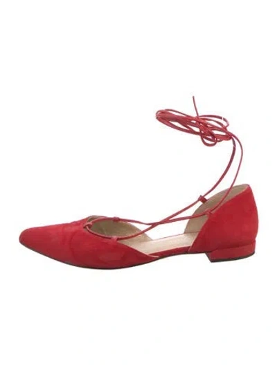 Pre-owned Stuart Weitzman Suede Ballet Flats In Red