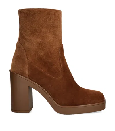 Stuart Weitzman Suede Bethany Boots 80 In Beige